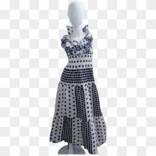 White And Blue Polka Dots African Dress - Polka Dot, HD Png Download