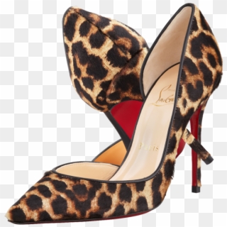 Louboutin Iriza D'orsay Leopard Print Calf Pumps Cheetah - Leopard Print And Red Heels, HD Png Download