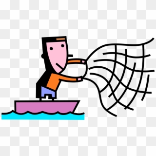 Vector Illustration Of Sport Fisherman Angler Throws - Fish Net Vector Png, Transparent Png