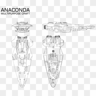 Spacecraft Drawing Sci Fi - Elite Dangerous Anaconda Side View, HD Png Download
