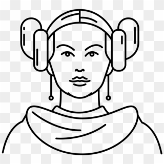 Princess Leia Coloring Page From The Thousand Images - Princess Leia Icon Svg, HD Png Download