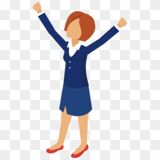 Cartoon Business Woman With Hands Up - Business Woman Cartoon Transparent, HD Png Download