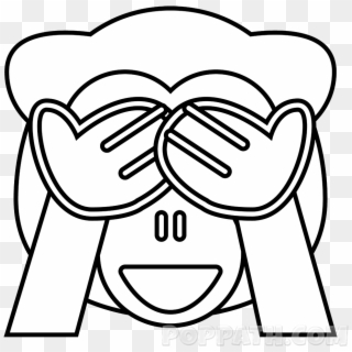 How To Draw A See No Evil Emoji Pop Path - Emoji Mono Png Para Colorear, Transparent Png