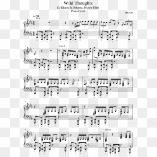Wild Thoughts Piano Cover Sheet Music - Don T Wanna Live Forever Sheet Music, HD Png Download