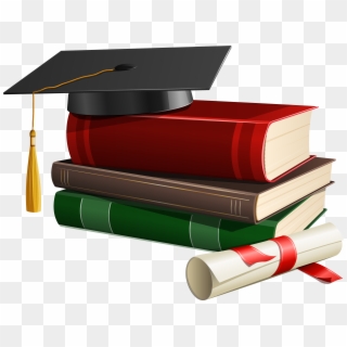 Graduation Cap Books And Diploma Png Clipart - Graduation Cap With Books, Transparent Png