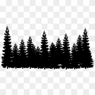 Pine Tree Line Silhouette - Pine Trees Clipart Black And White, HD Png Download