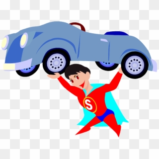 Car Clipart Superhero - Superhero Lifting A Car, HD Png Download