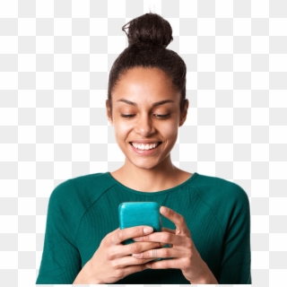 Woman Holding Smartphone - Girl, HD Png Download