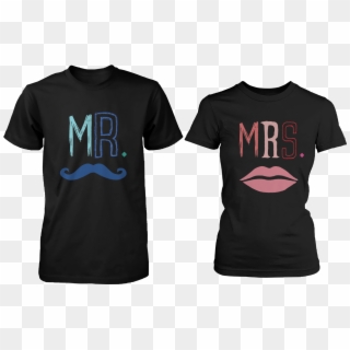 Blue Mustache & Mrs , Png Download - Shirts For Couples, Transparent Png