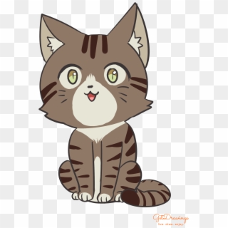 How To Draw A Cute Cartoon Cat - Cartoon, HD Png Download