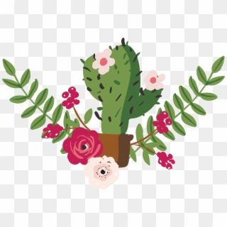 Cactus With Flower Drawing, HD Png Download