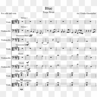 Blue Troye Sivan Sheet Music For Viola, Cello Download - Sheet Music, HD Png Download