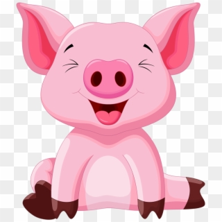 Cute Clipart, Cute Animal Clipart, Cute Pigs, Baby - Pink Pig Cartoon, HD Png Download