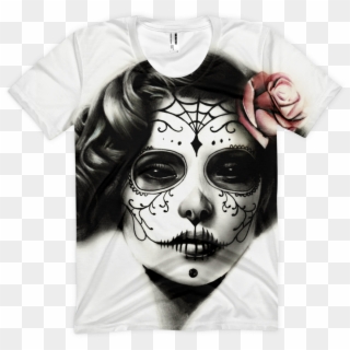 La Catrina Print Womens Shirt Sugar Skull Girl Sugar - Drawings Day Of The Dead Girl, HD Png Download