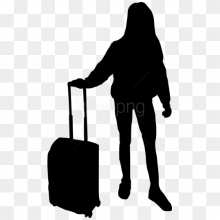 People With Luggage Silhouette, HD Png Download