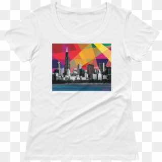 Chicago Skyline Woman's Scoop T-shirt Carla Bank - Skyline, HD Png Download