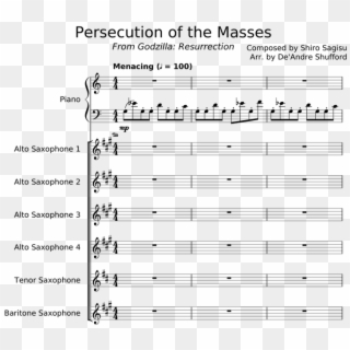 Persecution Of The Masses Sheet Music For Piano, Alto - Sheet Music, HD Png Download
