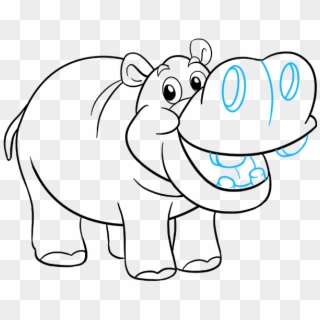 Drawing Hippopotamus Transparent - Hippo Drawing, HD Png Download