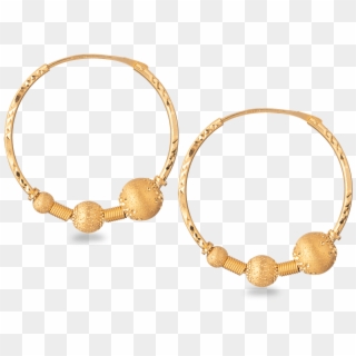 22ct Indian Gold Ball Hoop Earring - Bracelet, HD Png Download