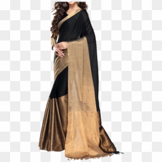 Saree Cotton Miss India Saree Collection - Black Color Silk Saree, HD Png Download