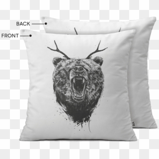 Dailyobjects Angry Bear With Antlers 12 Cushion Cover - Balazs Solti Art, HD Png Download