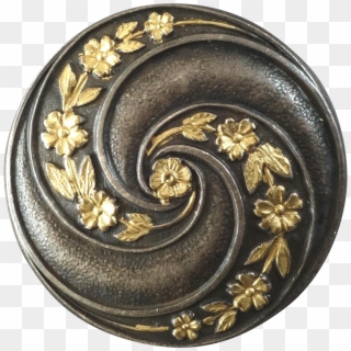 Antique Victorian Partially Gilded Metal Button Flower - Antique, HD Png Download