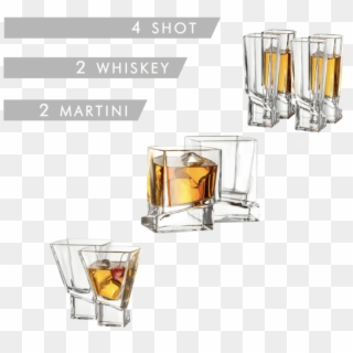 Carre Collection Set Of 2 Whiskey, 2 Martini, And 4 - Boilermaker, HD Png Download