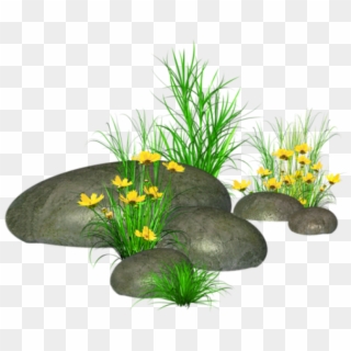 Free Png Stones With Grass And Yellow Flowers Png Images - Stone Clipart Rocks Png, Transparent Png