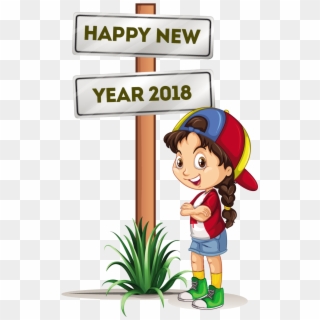 Happy New Year 2018 Clip Art Free Vector Download - Cartoon New Year Png, Transparent Png