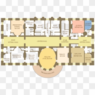 White House Floorplan2 - White House Map Second Floor, HD Png Download