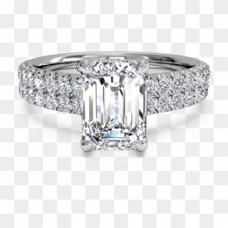 Similar To The Asscher Cut, An Emerald Cut Diamond - French Set Oval Engagement Ring, HD Png Download