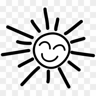 Sun Fans - Smiling Sun Black And White, HD Png Download