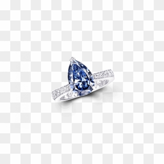 A Graff Ring Featuring A Fancy Deep Blue Pear Shape - Engagement Ring, HD Png Download