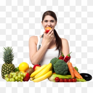 Girl With Fruits - Juice Glass With Girl, HD Png Download