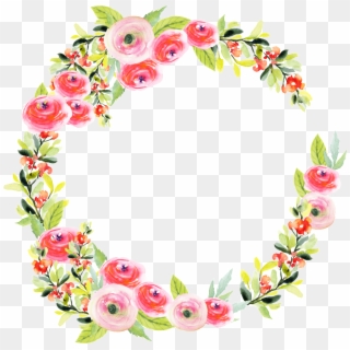 Fresh Pink Flower Hand Painted Garland Decorative Element - Wreath, HD Png Download