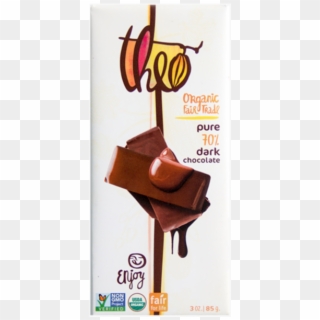 Theo Organic Fair Trade Pure 70% Dark Chocolate Bar - Theo Chocolate Bar, HD Png Download