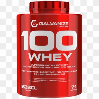 100 Whey Strawberry Cream 2280g - Galvanize Nutrition, HD Png Download