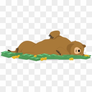Cartoon Grizzly Bear Rolling In Money Piles With Joy - Tunnelbear Art, HD Png Download