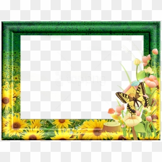 Free Png Green Transparent Frame With Sunflowers Background - Sunflower Borders And Frames, Png Download
