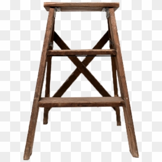 Small Wooden Cross Back Step Ladder - Bar Stool, HD Png Download