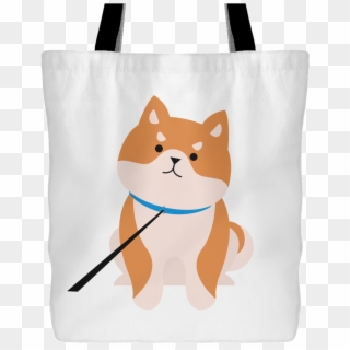 Cute Shiba Inu On A Leash Tote Bag White - Tote Bag, HD Png Download