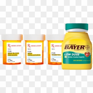 Bayer Low Dose Aspirin Bottle Next To Unmarked Prescription - Aspirin For High Blood Pressure, HD Png Download