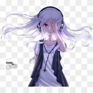 Anime Music Girl Png - Anime Girl White Hair Render, Transparent Png