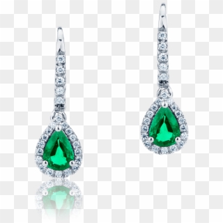 Drop Earrings With Emerald Drop And Diamond Outline - Orecchini Zaffiro Blu Visconti, HD Png Download
