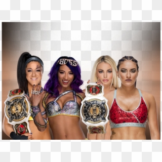 Sasha Banks & Bayley Vs Mandy Rose & Sonya Deville - Sasha Banks And Bayley Tag Team Championship, HD Png Download