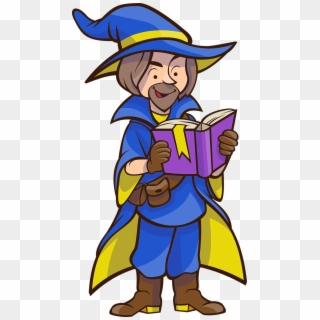 Wizard Book Hat Reading Spell Png Image - Wizard With Book Png, Transparent Png