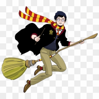 Harry Potter On Broom Png - Cartoon, Transparent Png