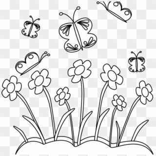 Spring Flowers Clip Art Black And White, HD Png Download