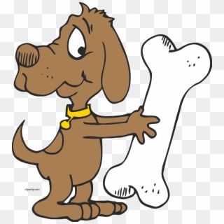 Dog With A Seriously Large Bone Clipart Png - Dog With Bone Clipart, Transparent Png