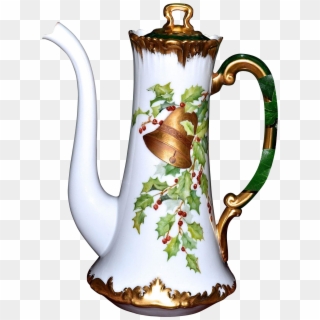 Limoges Signed Holly Berry Chocolate Pot With Gold - Teapot, HD Png Download
